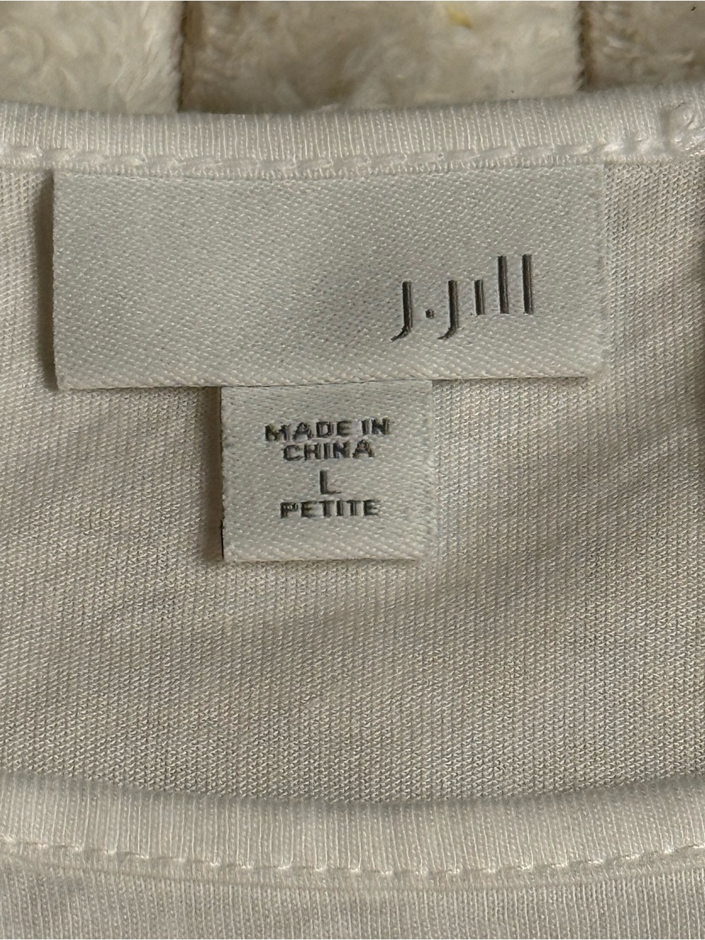 J. Jill White Short Sleeve Vertical Seam Tee Large Petite - Picture 5 of 8